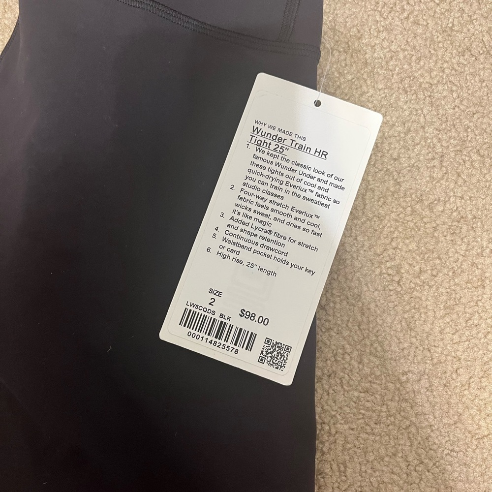 Lululemon WunderTrain Leggings in black NWT Size 2
